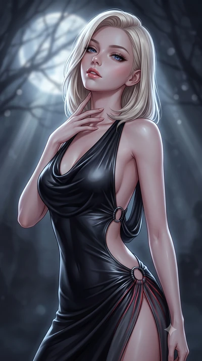 score_9, masterpiece, best quality, ultra-detailed, high-budget anime keyframe, semi-realistic 3D game render, editorial fashion photography, tasteful artistic composition, Caucasian woman. close-up cowboy shot from the waist and thighs up, the chara