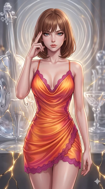 score_9, masterpiece, best quality, ultra-detailed, high-budget anime keyframe, editorial fashion photography, tasteful artistic composition, Caucasian woman, strictly human ears. close-up cowboy shot from the waist and thighs up, the character domin