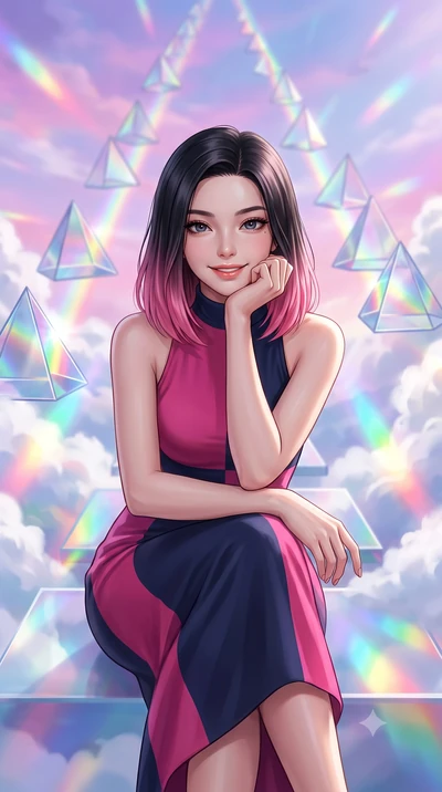 score_9, masterpiece, best quality, ultra-detailed, high-budget anime keyframe, editorial fashion photography, tasteful artistic composition, Korean woman. close-up cowboy shot from the waist and thighs up, the character dominates the composition, fi
