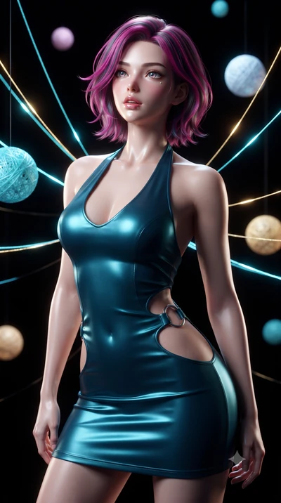 score_9, masterpiece, best quality, ultra-detailed, high-budget anime keyframe, editorial fashion photography, tasteful artistic composition, Caucasian woman. close-up cowboy shot from the waist and thighs up, the character dominates the composition,