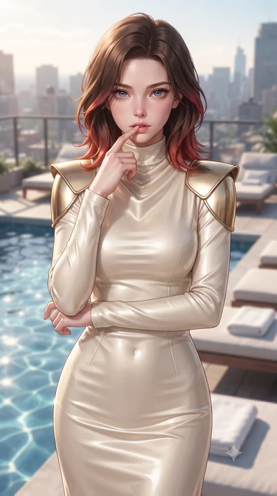 score_9, masterpiece, best quality, ultra-detailed, high-budget anime keyframe, editorial fashion photography, tasteful artistic composition, Korean woman woman. close-up cowboy shot from the waist and thighs up, the character dominates the compositi