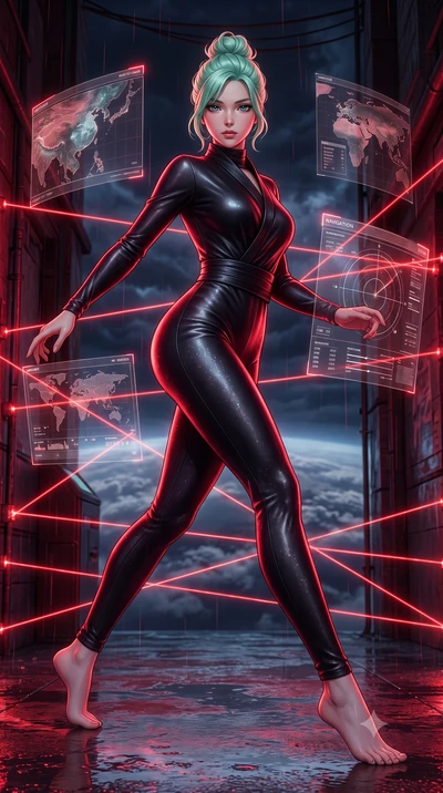 score_9, masterpiece, best quality, ultra-detailed, high-budget anime keyframe, editorial fashion photography, tasteful artistic composition, Japanese woman. low angle full-body shot from head to toe showing her feet, filling the entire 9:16 vertical