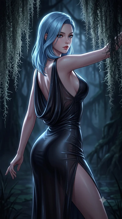 score_9, masterpiece, best quality, ultra-detailed, high-budget anime keyframe, semi-realistic 3D game render, editorial fashion photography, tasteful artistic composition, Korean woman. close-up cowboy shot from the waist and thighs up, the characte