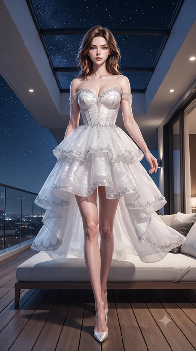 score_9, masterpiece, best quality, ultra-detailed, high-budget anime keyframe, editorial fashion photography, tasteful artistic composition, Korean woman. low angle full-body shot from head to toe showing her feet, filling the entire 9:16 vertical f