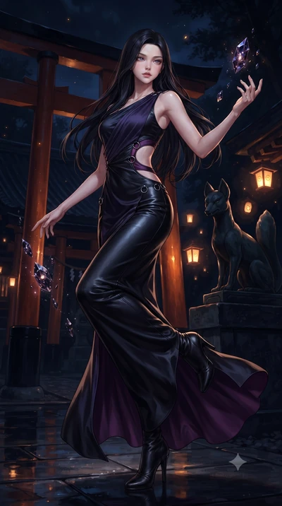 score_9, masterpiece, best quality, ultra-detailed, high-budget anime keyframe, editorial fashion photography, tasteful artistic composition, Korean woman. low angle full-body shot from head to toe showing her feet, filling the entire 9:16 vertical f