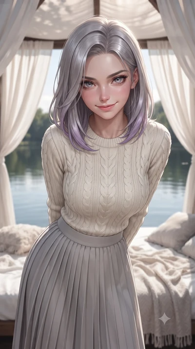 score_9, masterpiece, best quality, ultra-detailed, high-budget anime keyframe, editorial fashion photography, tasteful artistic composition, Caucasian woman. close-up cowboy shot from the waist and thighs up, the character dominates the composition,
