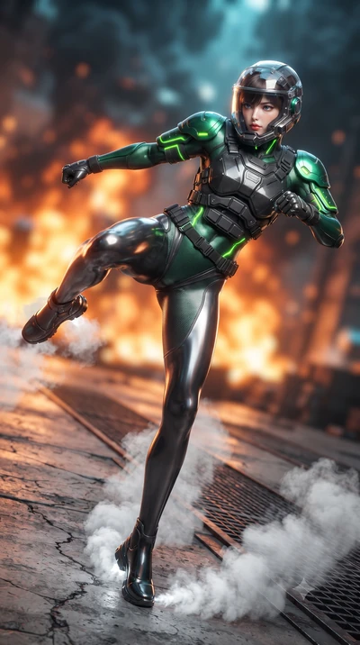 score_9, masterpiece, best quality, ultra-detailed, high-budget anime keyframe, editorial fashion photography, tasteful artistic composition, Korean woman. low angle full-body shot from head to toe showing her feet, filling the entire 9:16 vertical f