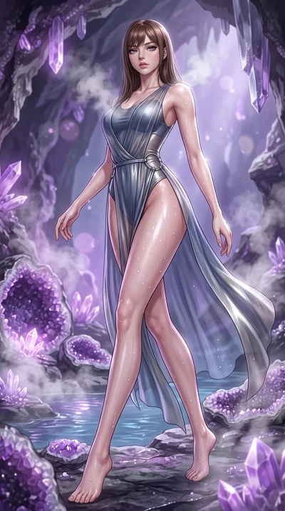 score_9, masterpiece, best quality, ultra-detailed, high-budget anime keyframe, editorial fashion photography, tasteful artistic composition, Korean woman. low angle full-body shot from head to toe showing her feet, filling the entire 9:16 vertical f