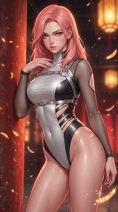 score_9, masterpiece, best quality, ultra-detailed, high-budget anime keyframe, editorial fashion photography, tasteful artistic composition, Japanese woman. close-up cowboy shot from the waist and thighs up, the character dominates the composition, 