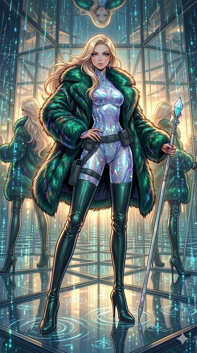 score_9, masterpiece, best quality, ultra-detailed, high-budget anime movie keyframe, cinematic anime lighting, intricate line art, Japanese woman. Dynamic full-body shot stretching the vertical silhouette across the 9:16 frame. standing victoriously