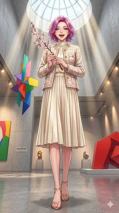score_9, masterpiece, best quality, ultra-detailed, high-budget anime keyframe, vibrant anime aesthetic, Caucasian woman, strictly human ears. low angle full-body shot from head to toe showing her feet, filling the entire 9:16 vertical frame with her