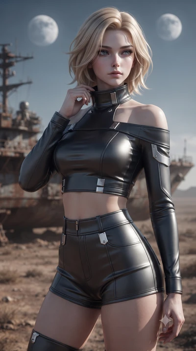 score_9, masterpiece, best quality, ultra-detailed, high-budget anime keyframe, editorial fashion photography, tasteful artistic composition, Caucasian woman. close-up cowboy shot from the waist and thighs up, the character dominates the composition,