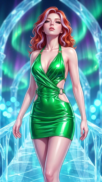 score_9, masterpiece, best quality, ultra-detailed, high-budget anime keyframe, semi-realistic 3D game render, editorial fashion photography, tasteful artistic composition, Caucasian woman. close-up cowboy shot from the waist and thighs up, the chara