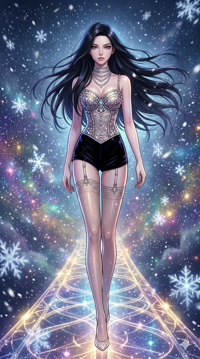 score_9, masterpiece, best quality, ultra-detailed, high-budget anime movie keyframe, cinematic anime lighting, intricate line art, Caucasian (strictly human ears) woman. Dynamic full-body shot stretching the vertical silhouette across the 9:16 frame