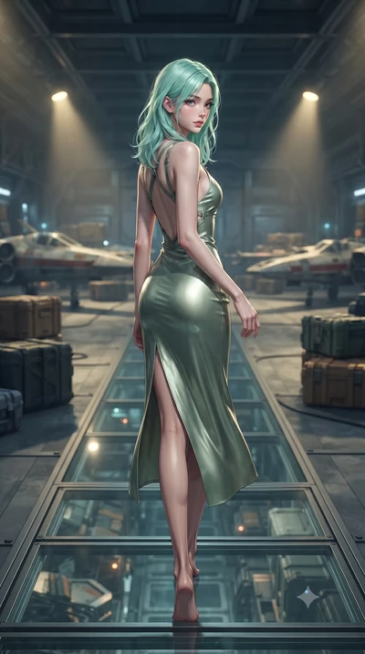 score_9, masterpiece, best quality, ultra-detailed, high-budget anime keyframe, editorial fashion photography, tasteful artistic composition, Japanese woman. low angle full-body shot from head to toe showing her feet, filling the entire 9:16 vertical