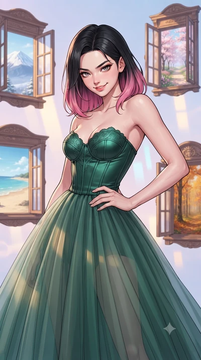 score_9, masterpiece, best quality, ultra-detailed, high-budget anime keyframe, editorial fashion photography, tasteful artistic composition, gorgeous anime illustration, with clean line-art, distinct ink outlines, and high-contrast stereoscopic dept