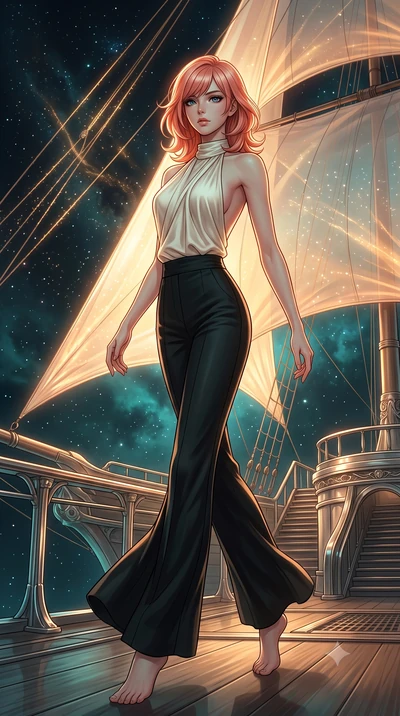score_9, masterpiece, best quality, ultra-detailed, high-budget anime keyframe, editorial fashion photography, tasteful artistic composition, Japanese woman. low angle full-body shot from head to toe showing her feet, filling the entire 9:16 vertical