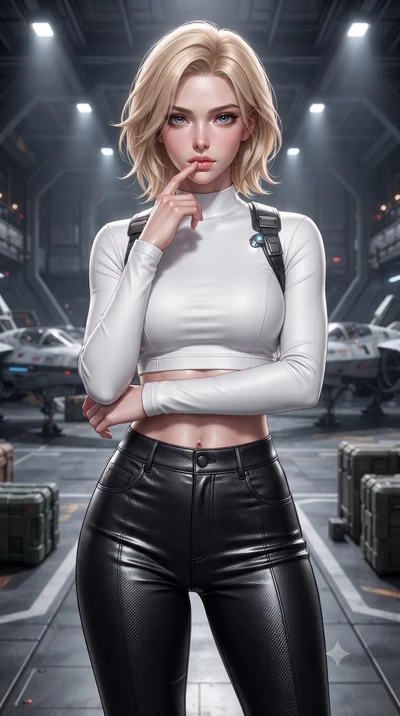 score_9, masterpiece, best quality, ultra-detailed, high-budget anime keyframe, editorial fashion photography, tasteful artistic composition, Caucasian woman. close-up cowboy shot from the waist and thighs up, the character dominates the composition,
