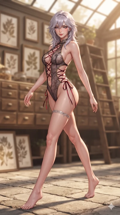 Japanese woman. low angle full-body shot from head to toe showing her feet, filling the entire 9:16 vertical.