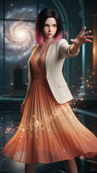 score_9, masterpiece, best quality, ultra-detailed, high-budget anime keyframe, editorial fashion photography, tasteful artistic composition, realistic cosplay photography, Korean woman. close-up cowboy shot from the waist and thighs up, the characte