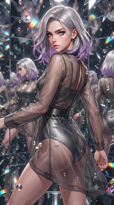 score_9, masterpiece, best quality, ultra-detailed, high-budget anime keyframe, editorial fashion photography, tasteful artistic composition, Caucasian woman. close-up cowboy shot from the waist and thighs up, the character dominates the composition,