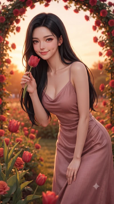 score_9, masterpiece, best quality, ultra-detailed, high-budget anime keyframe, editorial fashion photography, tasteful artistic composition, Korean woman. close-up cowboy shot from the waist and thighs up, the character dominates the composition, fi