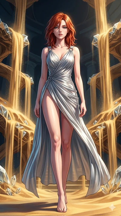 score_9, masterpiece, best quality, ultra-detailed, high-budget anime keyframe, Caucasian woman, strictly human ears. low angle full-body shot filling the entire 9:16 frame with her statuesque presence, stretching the vertical silhouette. descending 