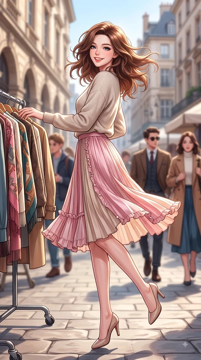 score_9, masterpiece, best quality, ultra-detailed, high-budget anime keyframe, editorial fashion photography, tasteful artistic composition, Korean woman. low angle full-body shot from head to toe showing her feet, filling the entire 9:16 vertical f