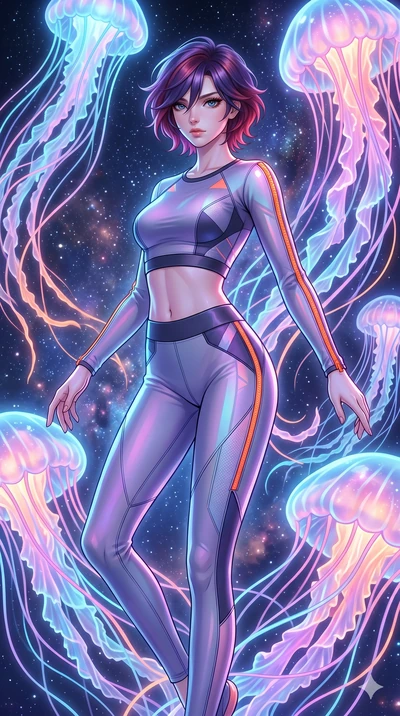 score_9, masterpiece, best quality, ultra-detailed, high-budget anime keyframe, Caucasian woman, strictly human ears. upper body close-up from the thighs up, character filling the screen for maximum presence. swirling gracefully among the glowing rib