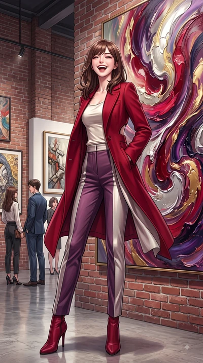 score_9, masterpiece, best quality, ultra-detailed, high-budget anime keyframe, editorial fashion photography, tasteful artistic composition, Korean woman. low angle full-body shot from head to toe showing her feet, filling the entire 9:16 vertical f