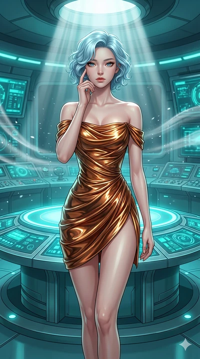 score_9, masterpiece, best quality, ultra-detailed, high-budget anime keyframe, editorial fashion photography, tasteful artistic composition, Korean woman. cowboy shot from the thighs up, character and outfit filling the frame for maximum editorial p