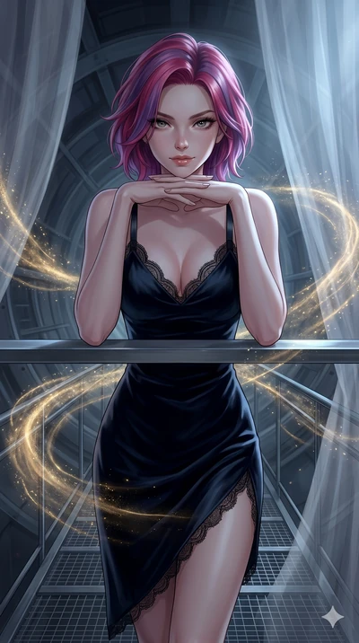 score_9, masterpiece, best quality, ultra-detailed, high-budget anime keyframe, editorial fashion photography, tasteful artistic composition, Caucasian woman, strictly human ears. cowboy shot from the thighs up, character and outfit filling the frame