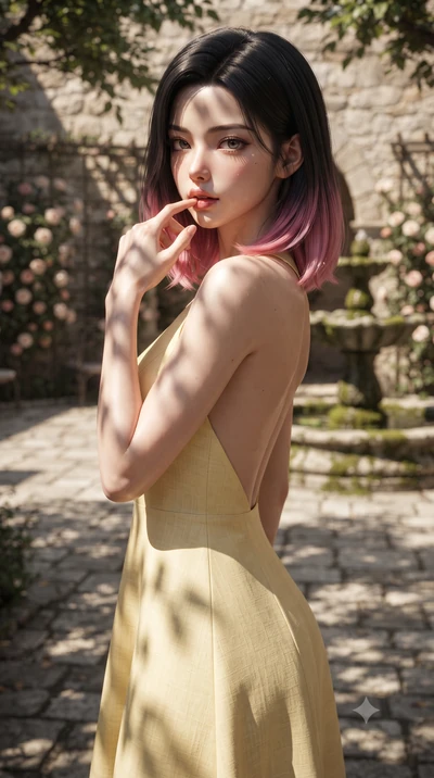 score_9, masterpiece, best quality, ultra-detailed, high-budget anime keyframe, editorial fashion photography, tasteful artistic composition, Korean woman woman. close-up cowboy shot from the waist and thighs up, the character dominates the compositi