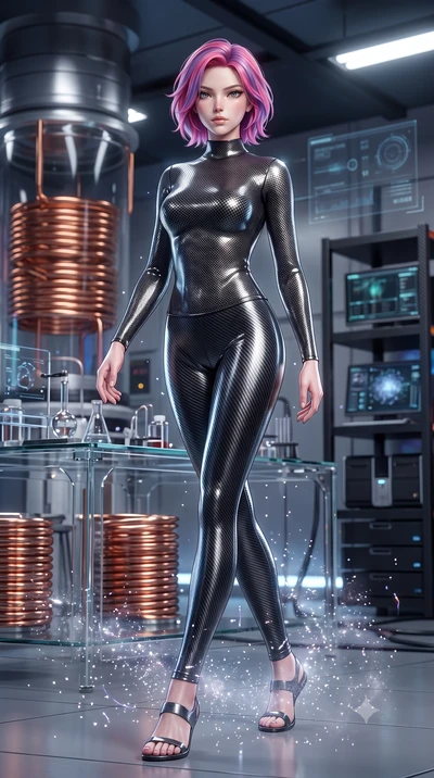 score_9, masterpiece, best quality, ultra-detailed, high-budget anime keyframe, editorial fashion photography, tasteful artistic composition, Caucasian woman. low angle full-body shot from head to toe showing her feet, filling the entire 9:16 vertica