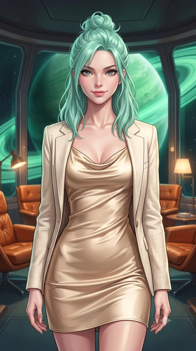score_9, masterpiece, best quality, ultra-detailed, high-budget anime keyframe, editorial fashion photography, tasteful artistic composition, Japanese woman. close-up cowboy shot from the waist and thighs up, the character dominates the composition, 