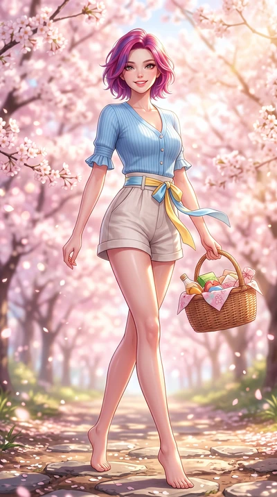 score_9, masterpiece, best quality, ultra-detailed, high-budget anime keyframe, editorial fashion photography, tasteful artistic composition, Caucasian woman. low angle full-body shot from head to toe showing her feet, filling the entire 9:16 vertica