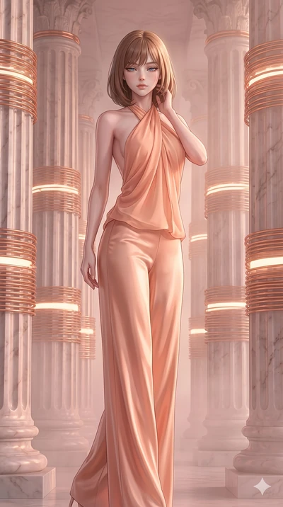score_9, masterpiece, best quality, ultra-detailed, high-budget anime keyframe, editorial fashion photography, tasteful artistic composition, Caucasian woman, strictly human ears. cowboy shot from the thighs up, character and outfit filling the frame