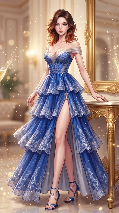 score_9, masterpiece, best quality, ultra-detailed, high-budget anime keyframe, semi-realistic 3D game render, editorial fashion photography, tasteful artistic composition, Korean woman. low angle full-body shot from head to toe showing her feet, fil