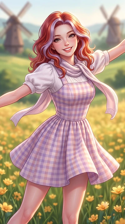 score_9, masterpiece, best quality, ultra-detailed, high-budget anime keyframe, semi-realistic 3D game render, editorial fashion photography, tasteful artistic composition, Caucasian woman. close-up cowboy shot from the waist and thighs up, the chara
