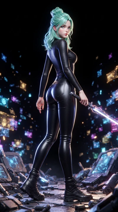 score_9, masterpiece, best quality, ultra-detailed, high-budget anime keyframe, editorial fashion photography, tasteful artistic composition, Japanese woman. low angle full-body shot from head to toe showing her feet, filling the entire 9:16 vertical