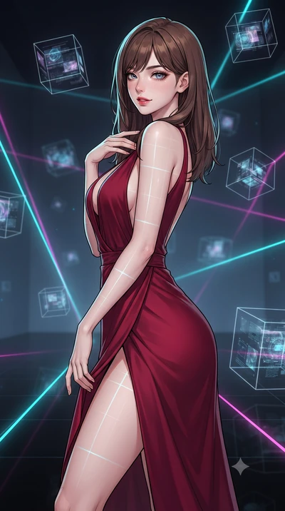score_9, masterpiece, best quality, ultra-detailed, high-budget anime keyframe, gorgeous anime illustration, with clean line-art and distinct ink outlines, Korean woman. close-up cowboy shot from the waist and thighs up, the character dominates the c
