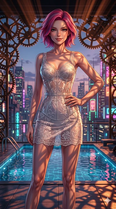 score_9, masterpiece, best quality, ultra-detailed, high-budget anime keyframe, editorial fashion photography, tasteful artistic composition, Caucasian woman, strictly human ears. cowboy shot from the thighs up, character and outfit filling the frame