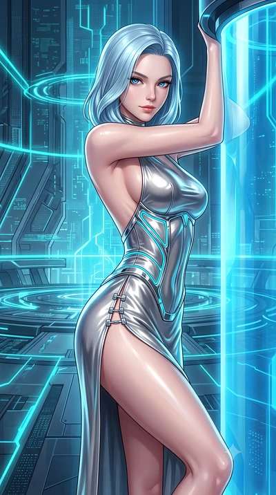 score_9, masterpiece, best quality, ultra-detailed, high-budget anime keyframe, semi-realistic 3D game render, editorial fashion photography, tasteful artistic composition, Korean woman. close-up cowboy shot from the waist and thighs up, the characte