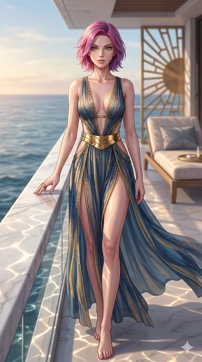 score_9, masterpiece, best quality, ultra-detailed, high-budget anime keyframe, editorial fashion photography, tasteful artistic composition, Caucasian woman, strictly human ears. cowboy shot from the thighs up, character and outfit filling the frame