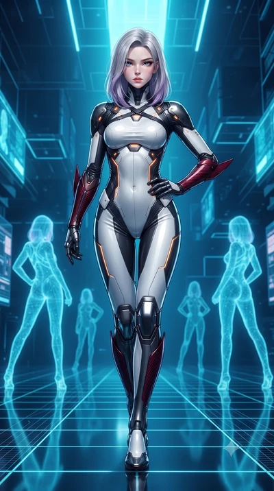 score_9, masterpiece, best quality, ultra-detailed, high-budget anime keyframe, editorial fashion photography, tasteful artistic composition, Caucasian woman. low angle full-body shot from head to toe showing her feet, filling the entire 9:16 vertica