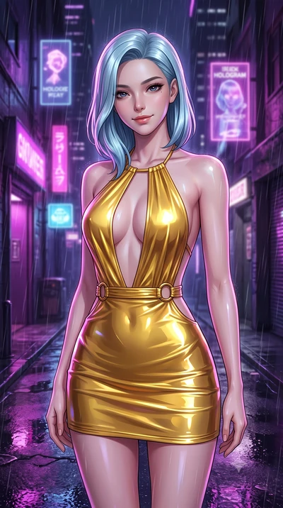 score_9, masterpiece, best quality, ultra-detailed, high-budget anime keyframe, editorial fashion photography, tasteful artistic composition, Korean woman. close-up cowboy shot from the waist and thighs up, the character dominates the composition, fi