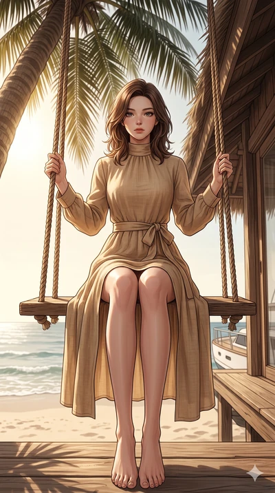 score_9, masterpiece, best quality, ultra-detailed, high-budget anime keyframe, editorial fashion photography, tasteful artistic composition, Korean woman. low angle full-body shot from head to toe showing her feet, filling the entire 9:16 vertical f