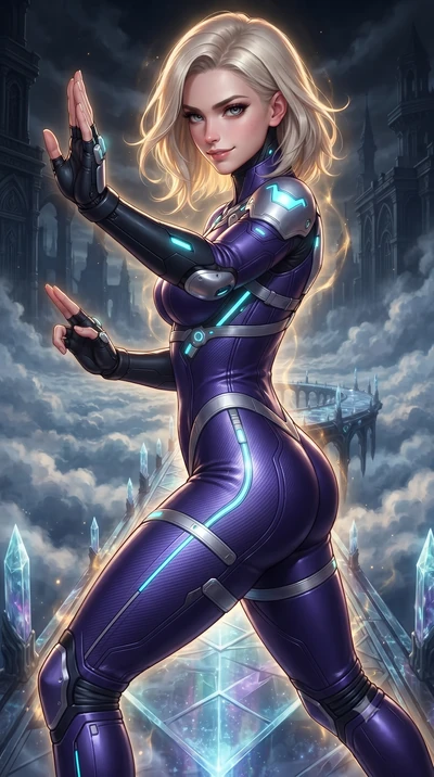 score_9, masterpiece, best quality, ultra-detailed, high-budget anime keyframe, editorial fashion photography, tasteful artistic composition, Caucasian woman. close-up cowboy shot from the waist and thighs up, the character dominates the composition,