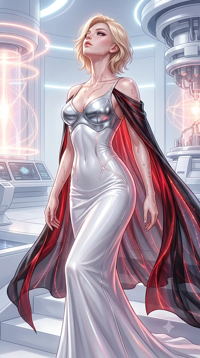 score_9, masterpiece, best quality, ultra-detailed, high-budget anime keyframe, semi-realistic 3D game render, editorial fashion photography, tasteful artistic composition, Caucasian woman. close-up cowboy shot from the waist and thighs up, the chara