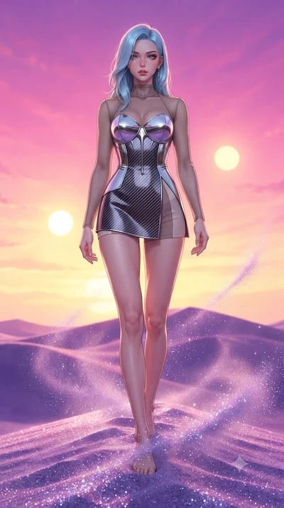 score_9, masterpiece, best quality, ultra-detailed, high-budget anime keyframe, editorial fashion photography, tasteful artistic composition, Korean woman. low angle full-body shot from head to toe showing her feet, filling the entire 9:16 vertical f